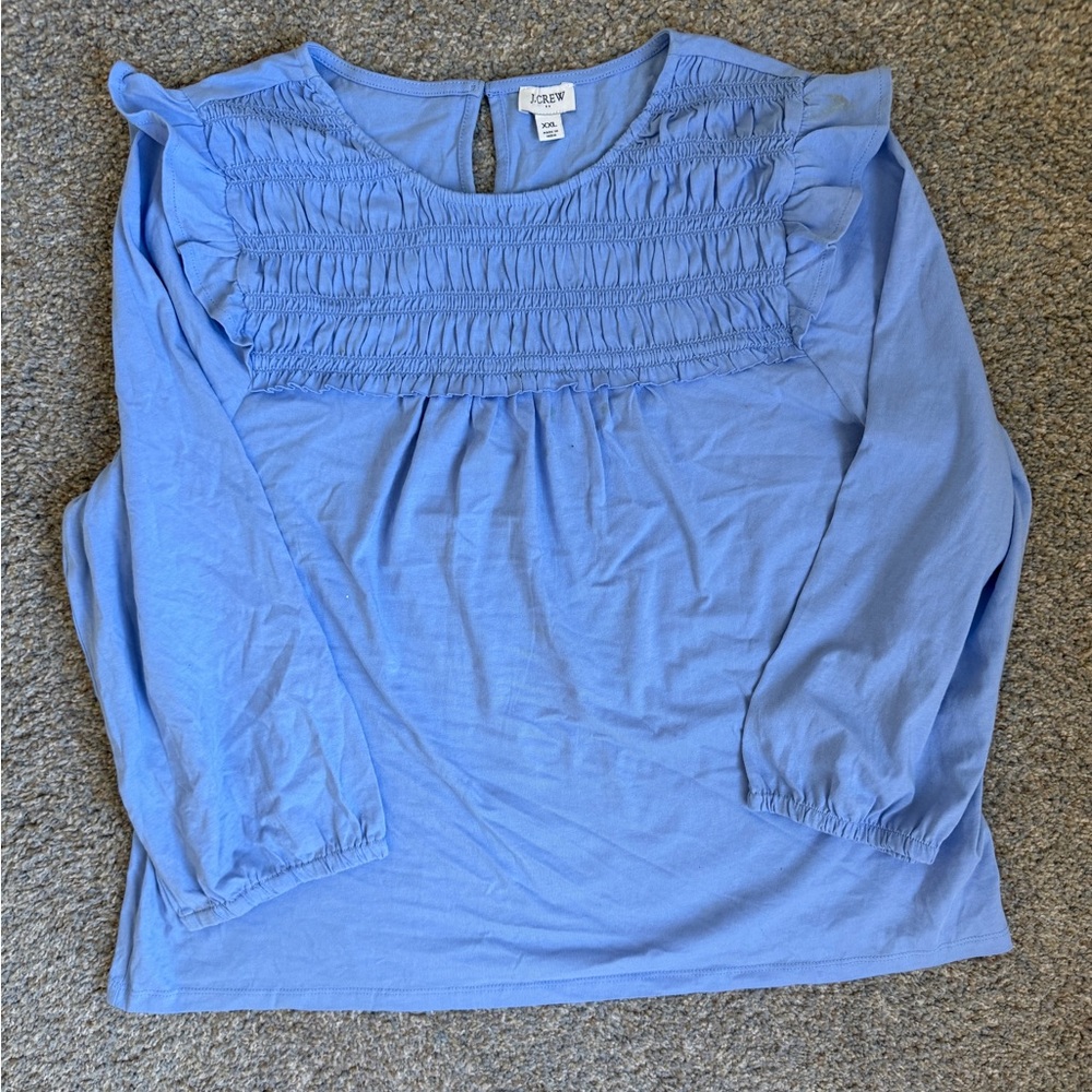 J. Crew Long Sleeve smocked knit Top Ladies XXL